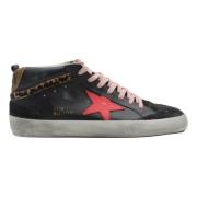 Golden Goose Svart Röd Mid Star Sneakers Black, Herr