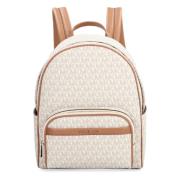 Michael Kors Canvas ryggsäck med läderdetaljer White, Dam