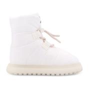 Moncler Vadderade nylon ankelboots med dragsko White, Dam