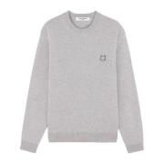 Maison Kitsuné Melange ulltröja med Foxy-patch Gray, Herr