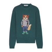 Maison Kitsuné Foxy Inlägg Ulltröja Green, Herr