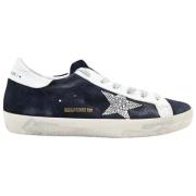 Golden Goose Mörkblå Vita Sneakers med Silverglitter Blue, Herr