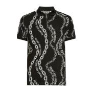 Versace Jeans Couture Kedjelänk Logo Print Polo Skjorta Black, Herr