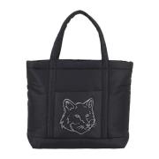 Maison Hotel Puffer Tote Bag med Fox Head Black, Dam