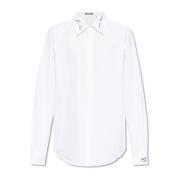 Balmain Bomullsskjorta med broderad logotyp White, Herr