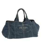 Prada Vintage Pre-owned Canvas prada-vskor Blue, Dam