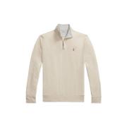 Polo Ralph Lauren Silkeslen Halvzip Bomullsblandningströja Beige, Herr