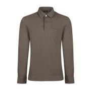 Ermenegildo Zegna Khaki Bomull Polo Skjorta med Ficka Brown, Herr