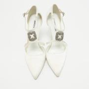 Manolo Blahnik Pre-owned Pre-owned Satin klackskor White, Dam