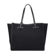 Gianni Chiarini Tvåfärgad canvas shoppingväska med läderhandtag Black,...