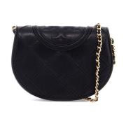 Tory Burch Miniatyr Crossbody-väska i Diamantmönstrat Läder Black, Dam