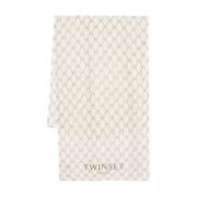 Twinset Slips Tryck Vit Scarf Beige, Dam