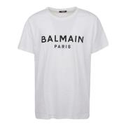 Balmain Tryckt Crew Neck T-shirt - Reguljär passform White, Herr