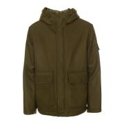 Stone Island Huva i ullflanelljacka Green, Herr