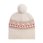 Bonpoint Intarsia Stickad Pompom Beige Mössa Beige, Dam