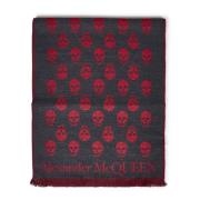 Alexander McQueen Leopardmönstrad Scarf med Skull-detalj Red, Herr