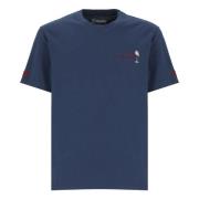 Saint Barth Blå Bomull T-shirt med Crew Neckline Blue, Herr