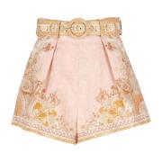 Zimmermann Orange Linne Bomulls Shorts med Paisley Orange, Dam