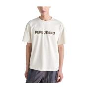 Pepe Jeans Beige T-shirt med korta ärmar Sutton Beige, Herr