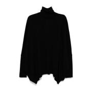 Junya Watanabe Svart Ribbstickad Turtleneck Tröja Black, Dam