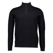 Genti Turtle Zip Sweater Svart Black, Herr