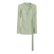 Victoria Beckham Jade Twist Scarf Top Green, Dam