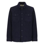 Saint Barth Blå Ull Overshirt med Krage Blue, Herr