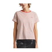 Pepe Jeans Randig Hagar T-shirt Red, Dam