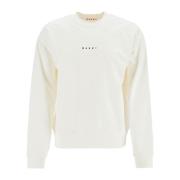 Marni Bomull Crewneck Sweatshirt med Logotyptryck White, Herr