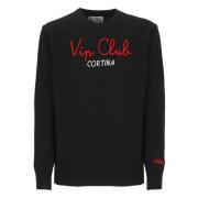 Saint Barth Svart Crew Neck Tröja med Brodyr Black, Herr