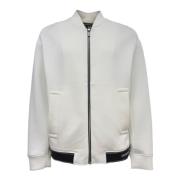 Emporio Armani Vit Dragkedja Hoodie med Frontlogo White, Herr