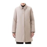 Woolrich Beige Dunfodrad Huva Trenchcoat Brown, Dam