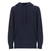 Saint Barth Blå Ullhoodie med Broderat Logotyp Blue, Herr