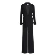 MVP wardrobe Djup V-ringad Jumpsuit med Palazzo Black, Dam