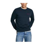 Pepe Jeans Klassisk Herr Sweatshirt med Broderad Logotyp Blue, Herr