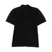 Issey Miyake Svart Plissé Polotröja Black, Herr