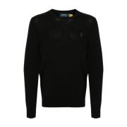 Ralph Lauren Rundhalsstickat Black, Herr