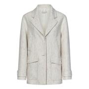 Drumohr Vit Tweed Oversized Blazer Ytterkläder White, Dam