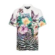 Just Cavalli Polo med blomster- och djurtryck White, Herr