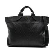 N21 Svart Raffia Toteväska med Läderhandtag Black, Dam