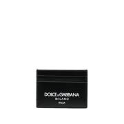 Dolce & Gabbana Svart läderkorthållare med logotyptryck Black, Herr