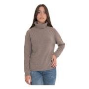 Roy Roger's Turtle Neck Pullover med kabelstickning Beige, Dam