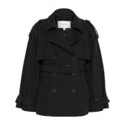 Gestuz Kort Svart Trenchcoat Jacka Black, Dam