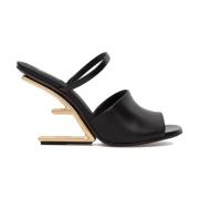 Fendi Svart Slip-On Läder Mules Black, Dam