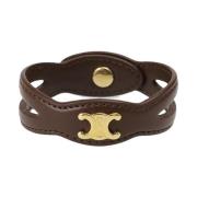 Celine Brun Läderarmband med Urklippsdesign Brown, Dam