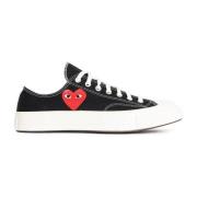 Comme des Garçons Play Svarta Canvas Hjärta Sneakers Black, Dam