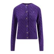 Polo Ralph Lauren Broderad Logotyp Ull Kashmir Kofta Purple, Dam