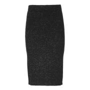 Kangra Svart Cashmere Viskos Paljettkjol Black, Dam