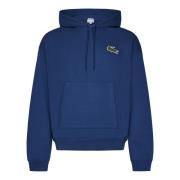 Lacoste Blå Krokodil Badge Hoodie Blue, Herr