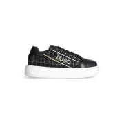 Liu Jo Svarta Tweed Sneakers med Logo Black, Dam